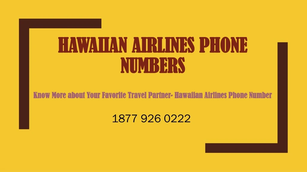 hawaiian airlines phone numbers