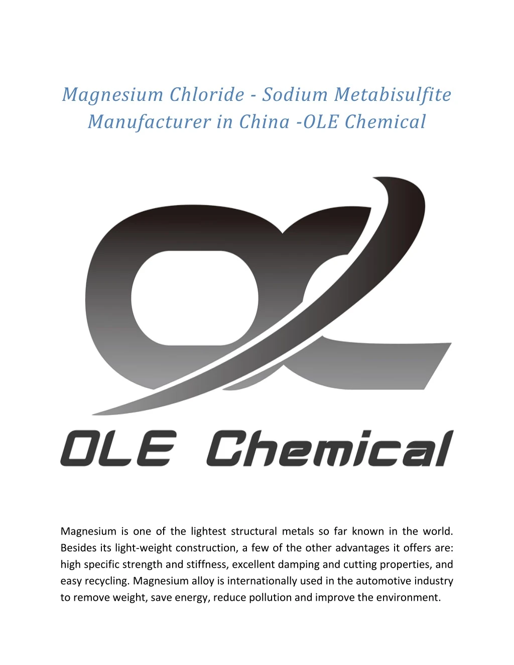 magnesium chloride sodium metabisulfite