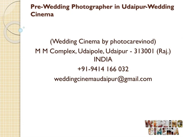 Pre-Wedding Photographer in Udaipur-Wedding Cinema