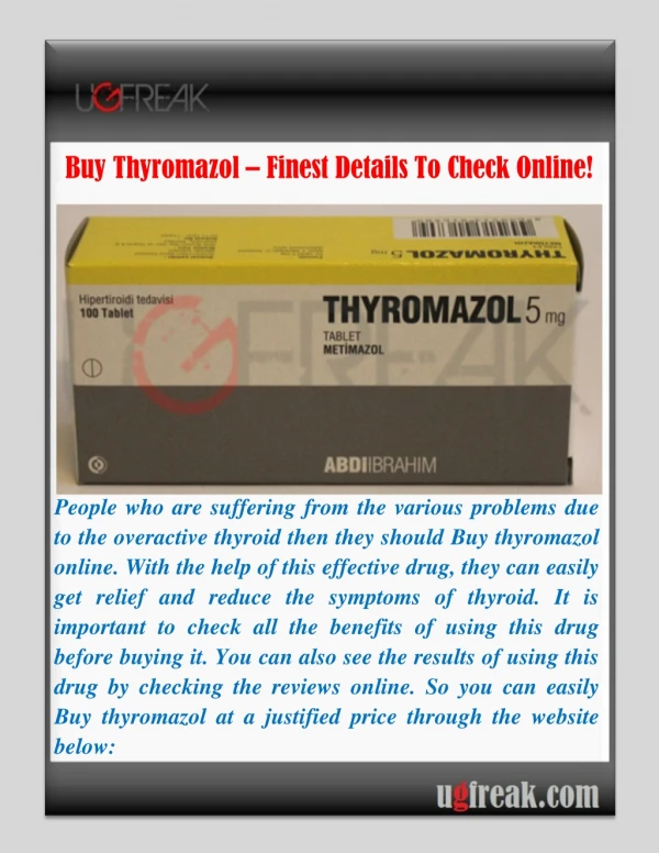 Buy Thyromazol – Finest Details To Check Online!