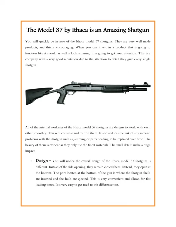 The Model 37 by Ithaca is an Amazing Shotgun