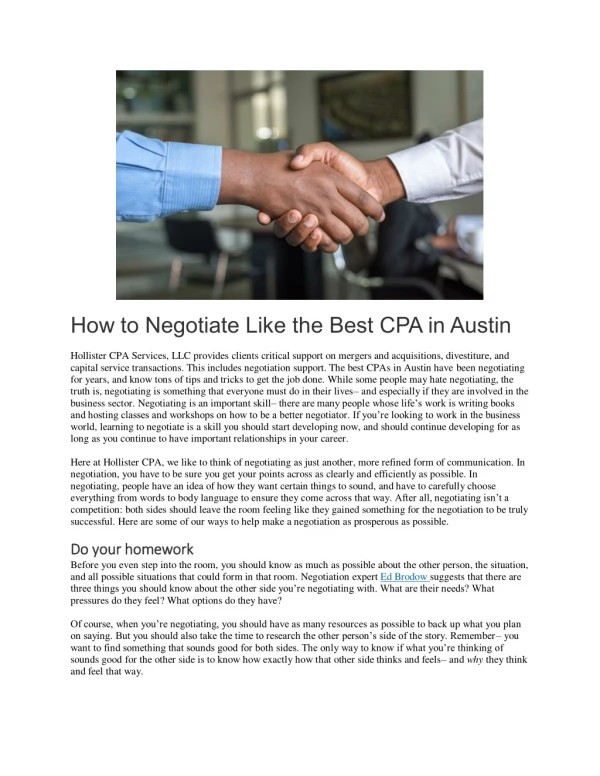 How to Negotiate like a Professional CPA