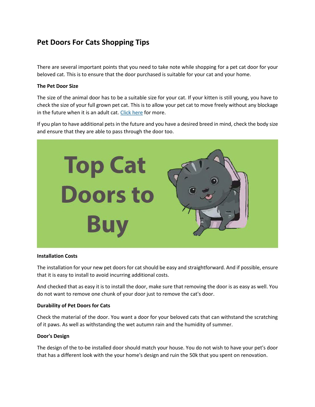 pet doors for cats shopping tips