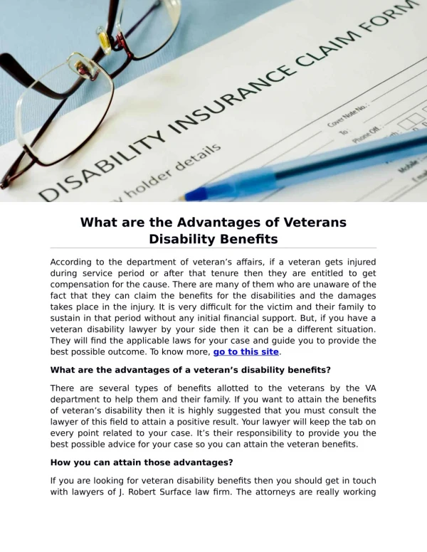 What are the Advantages of Veterans Disability Benefits