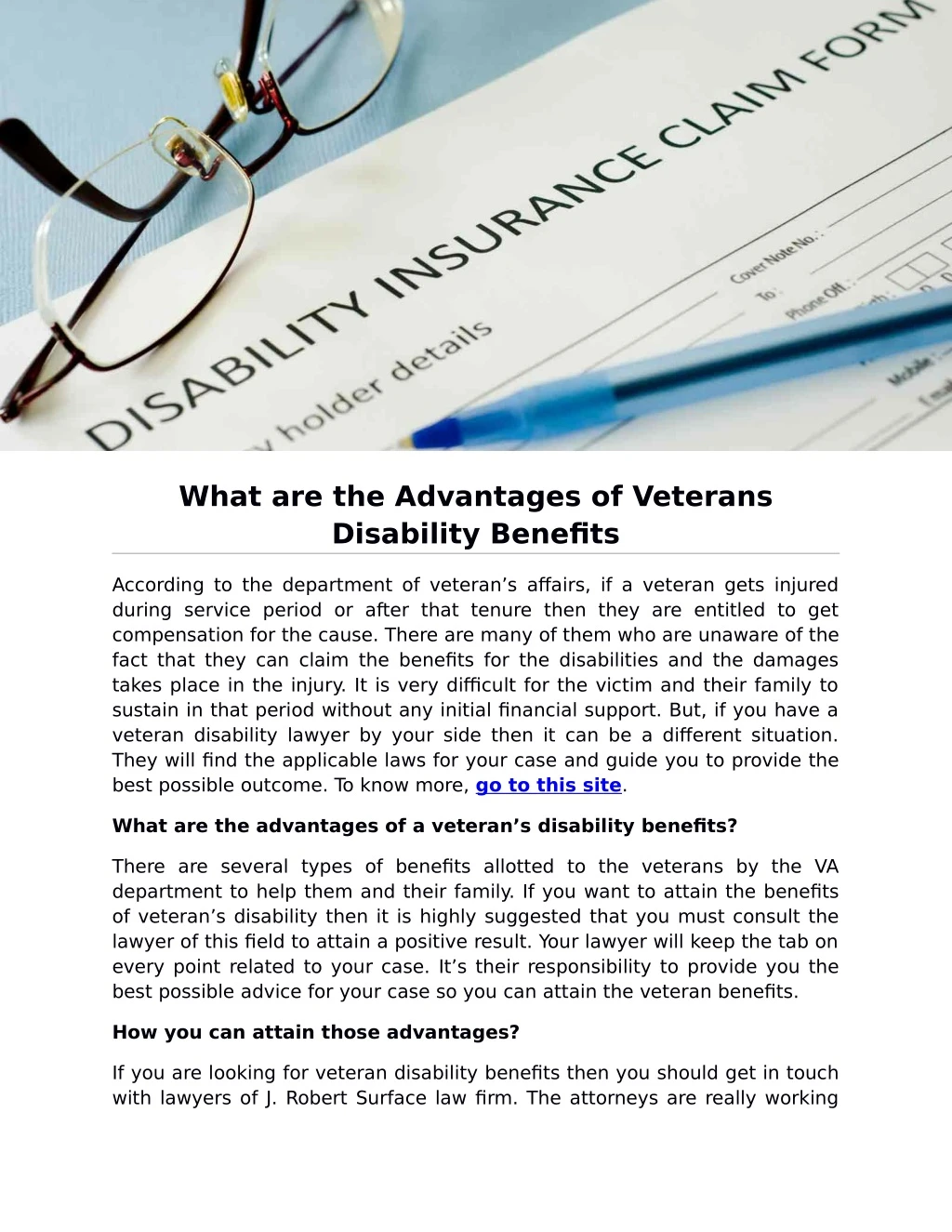 what are the advantages of veterans disability