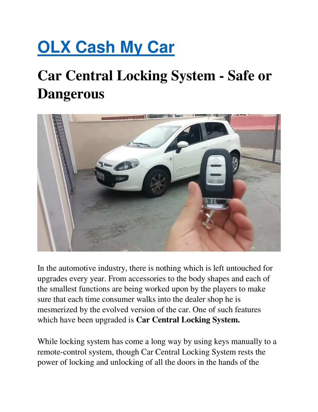 olx cash my car car central locking system safe