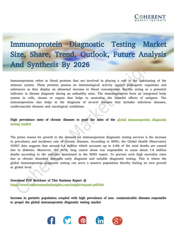 Immunoprotein Diagnostic Testing Market Expected To Be Biggest Emerging Market By 2026