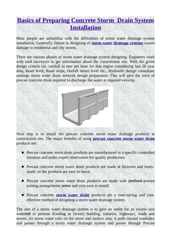 Basics of Preparing Concrete Storm Drain System Installation