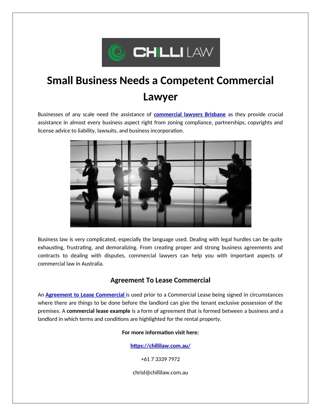 small business needs a competent commercial lawyer