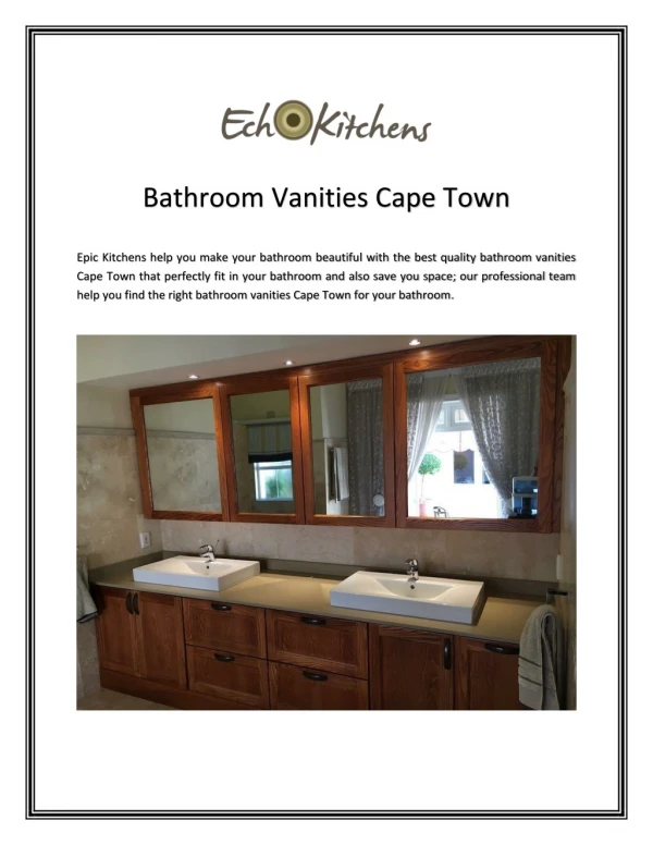 Bathroom Vanities Cape Town | Bathroom Renovations | Echo Kitchens