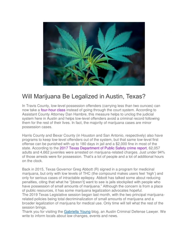 Will marijuana be legalized in Austin