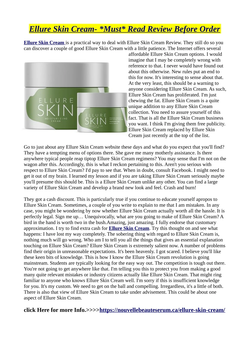ellure skin cream must read review before order