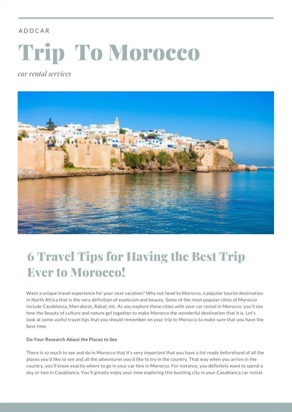 addCar: 6 Travel Tips for Having the Best Trip Ever to Morocco
