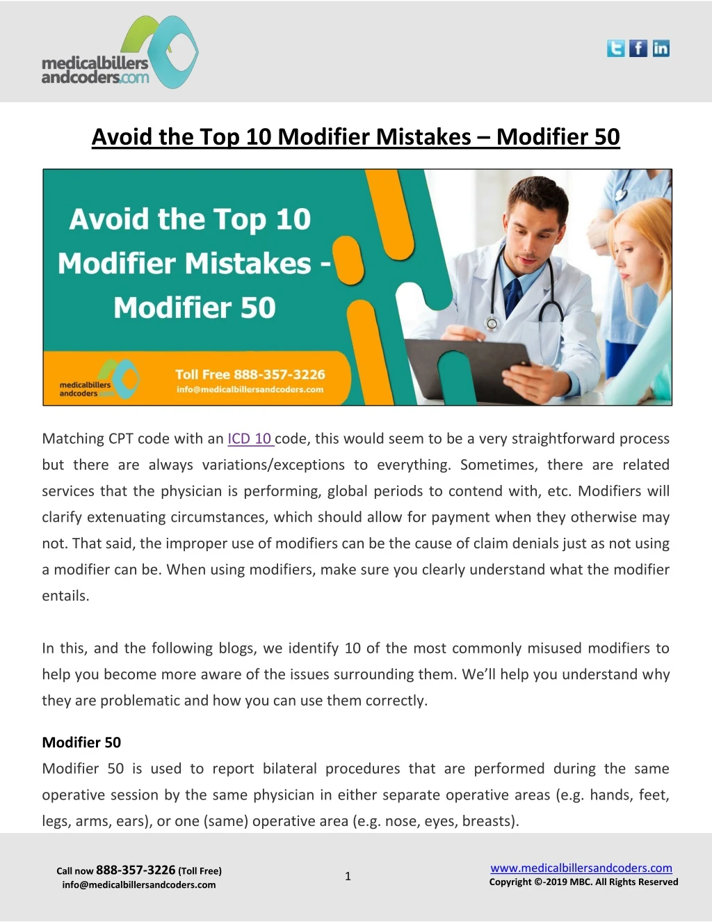 avoid the top 10 modifier mistakes modifier 50