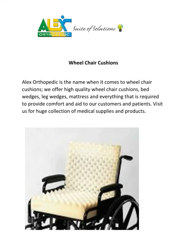 Wheel Chair Cushions - Alexorthopedic