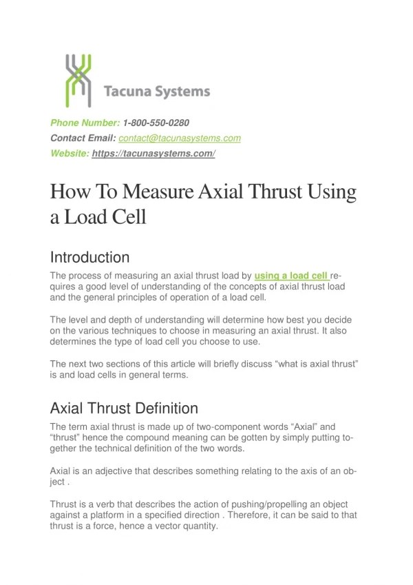 How to Measure Axial Thrust Using a Load Cell
