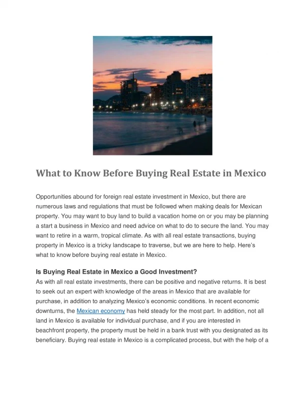 Buying Real Estate in Mexico