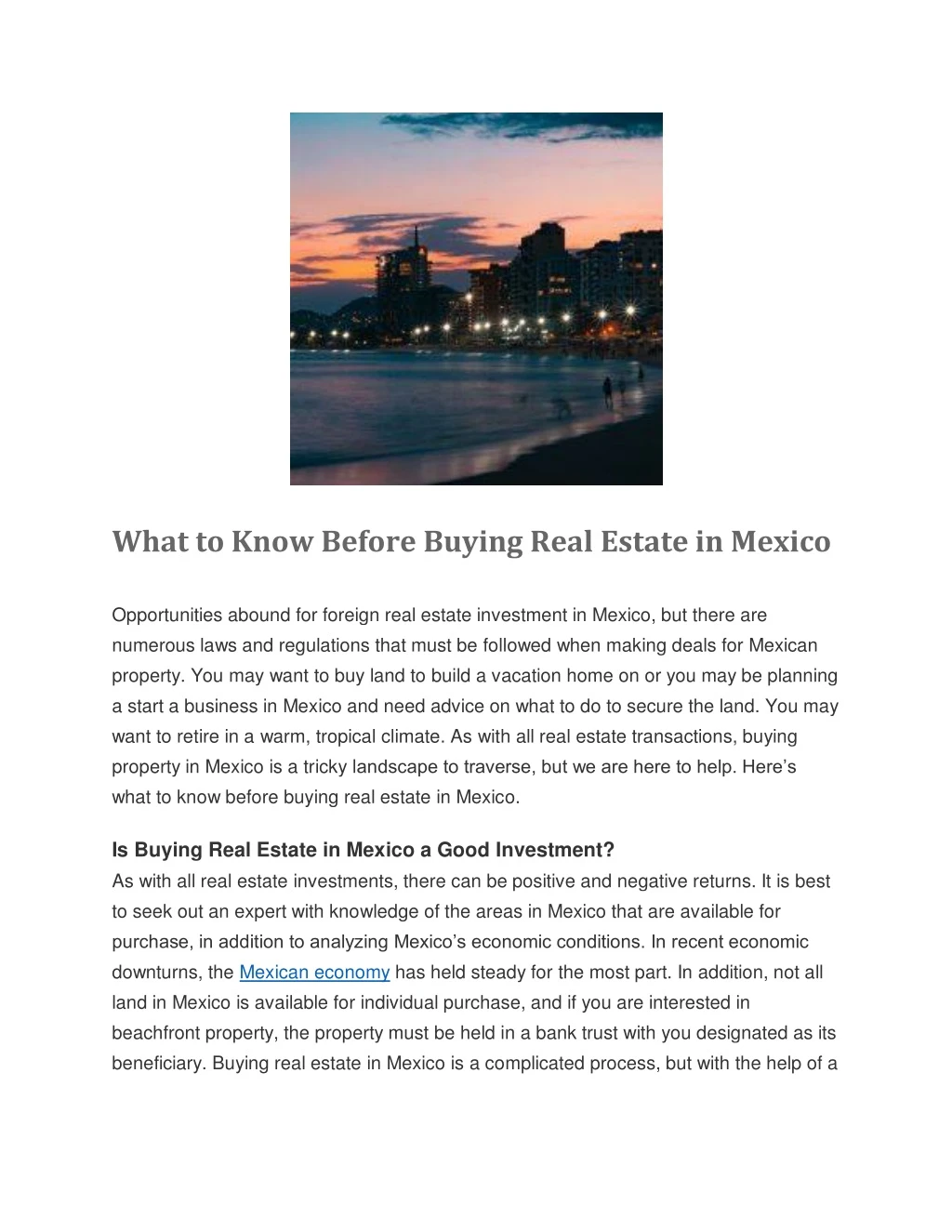 what to know before buying real estate in mexico