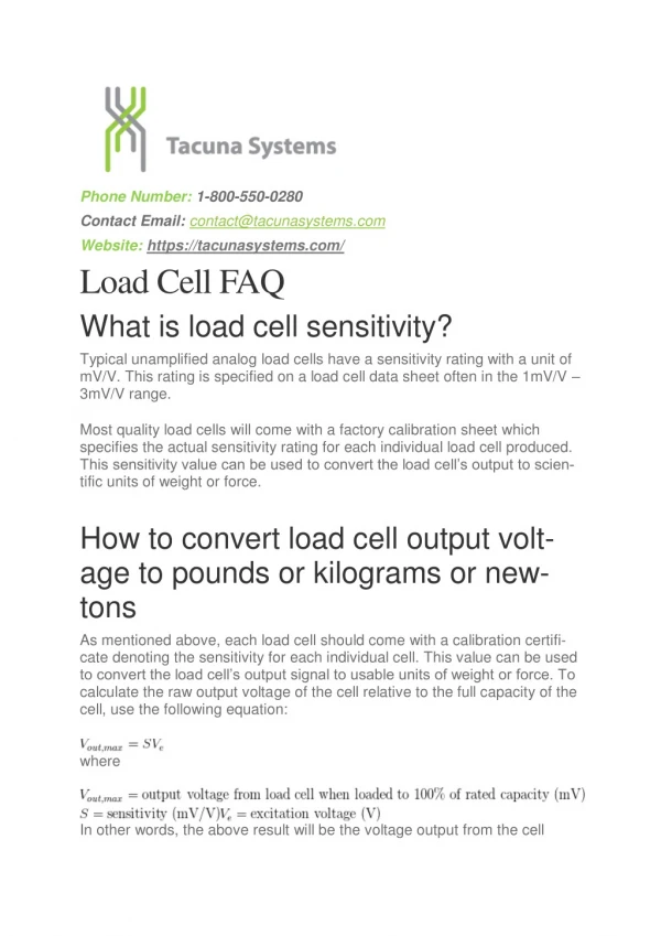 Load Cell Frequently Asked Questions