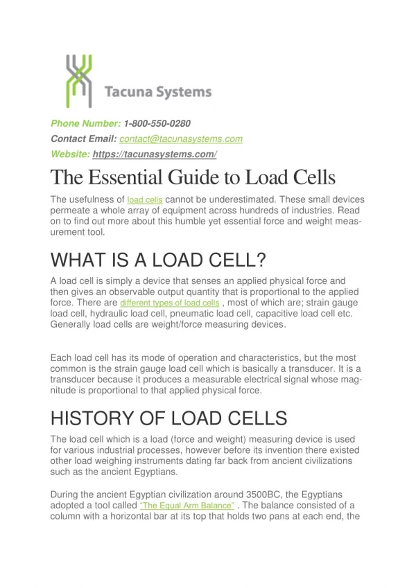 The Essential Guide to Load Cells