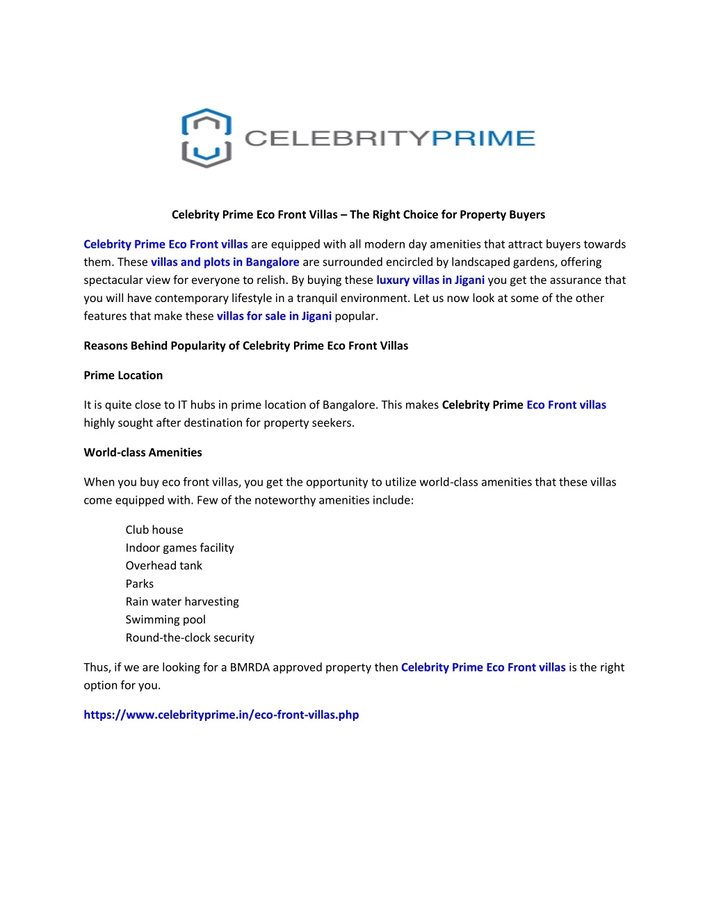 celebrity prime eco front villas the right choice