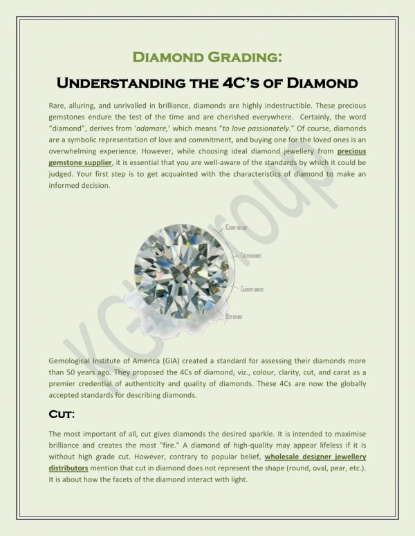 Diamond Grading: Understanding the 4C’s of Diamond