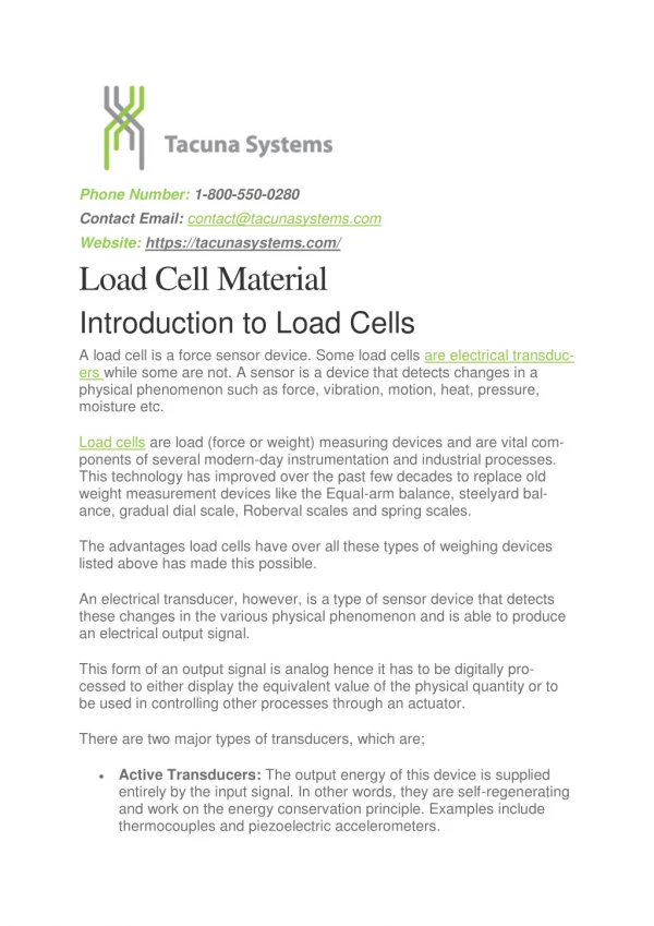 Different Materials That are Used in Load Cells