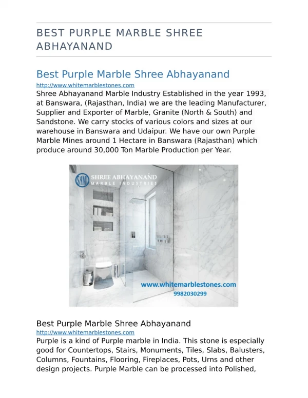 Best purple marble shree abhayanand