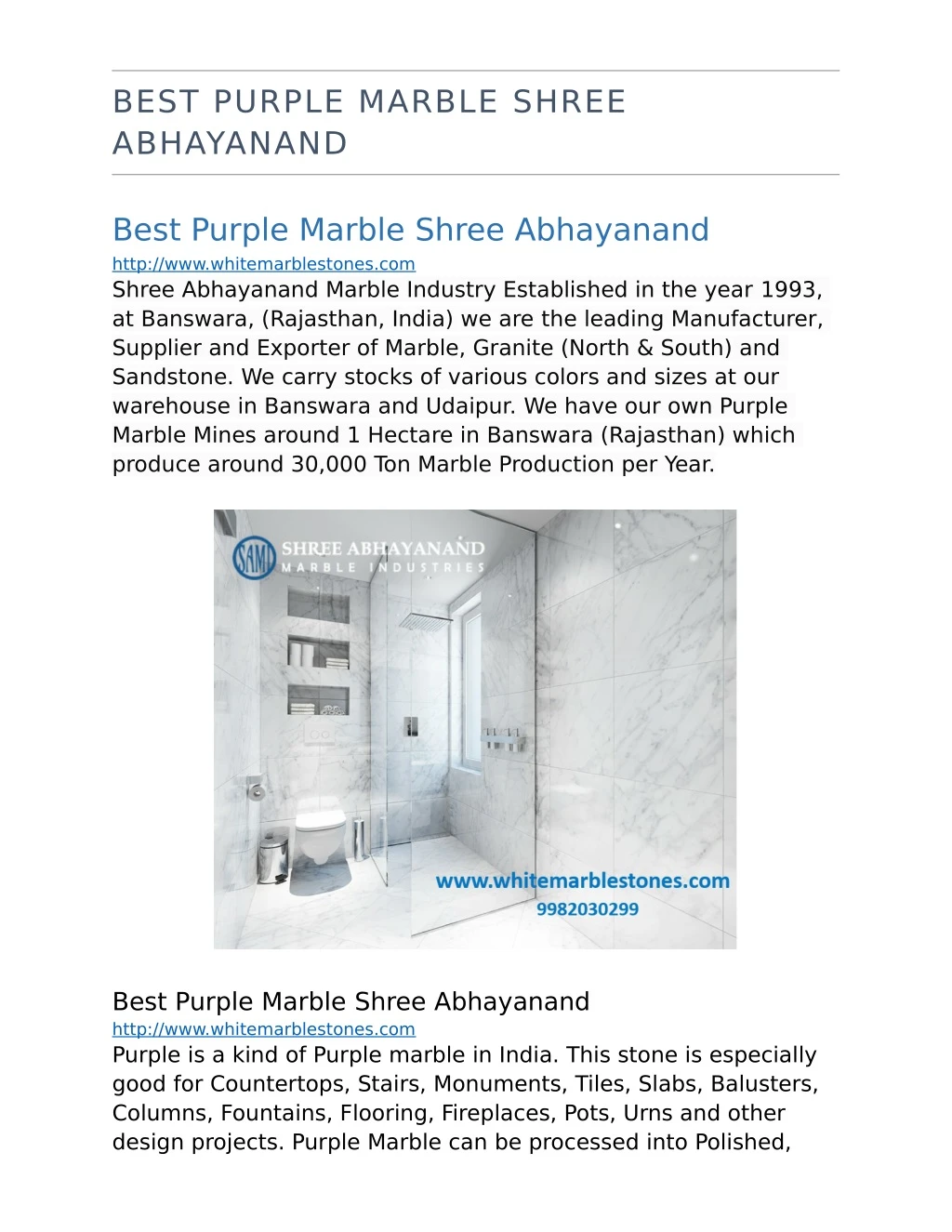 best purple marble shree abhayanand