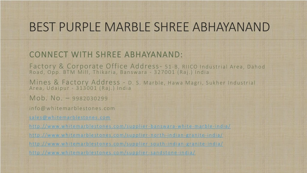 best purple marble shree abhayanand