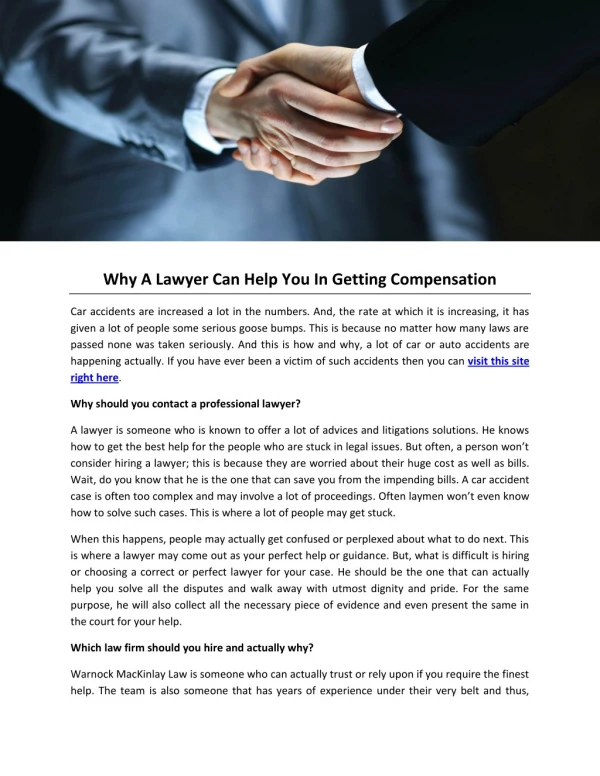 Why A Lawyer Can Help You In Getting Compensation