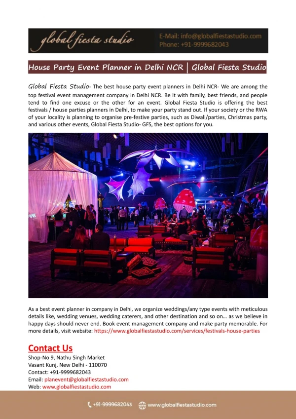 House Party Event Planner in Delhi NCR-Global Fiesta Studio