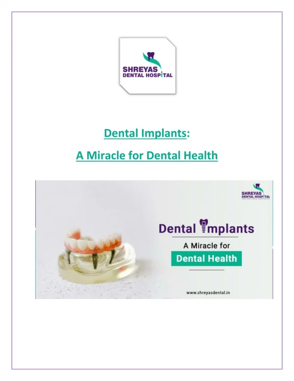 Dental Implants: A Miracle for Dental Health