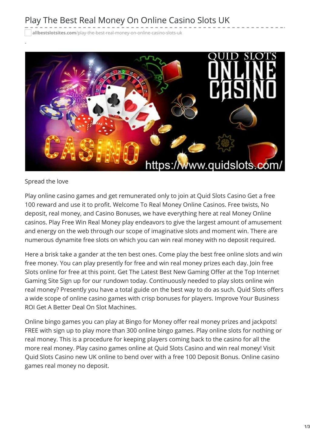 play the best real money on online casino slots uk