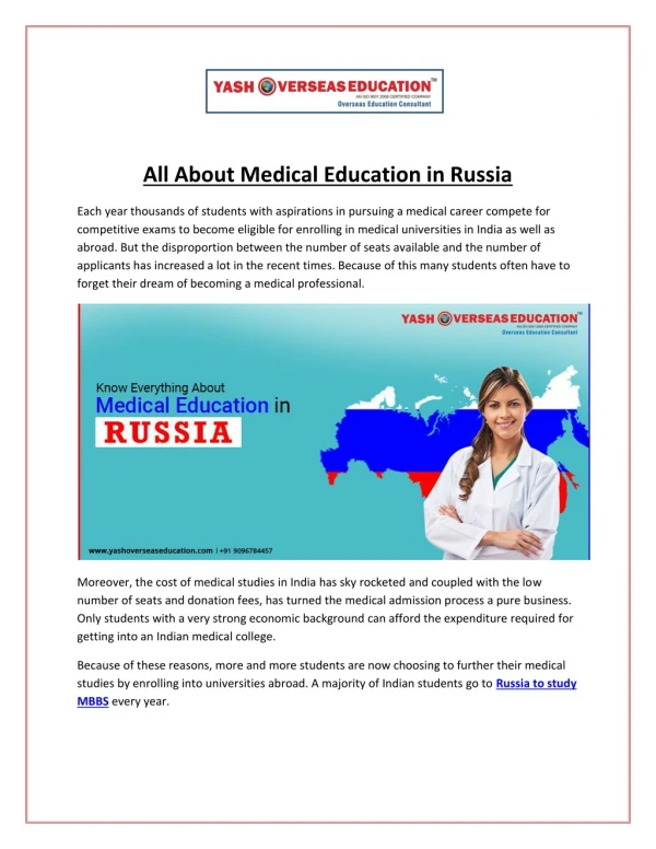 All about Medical Education in Russia