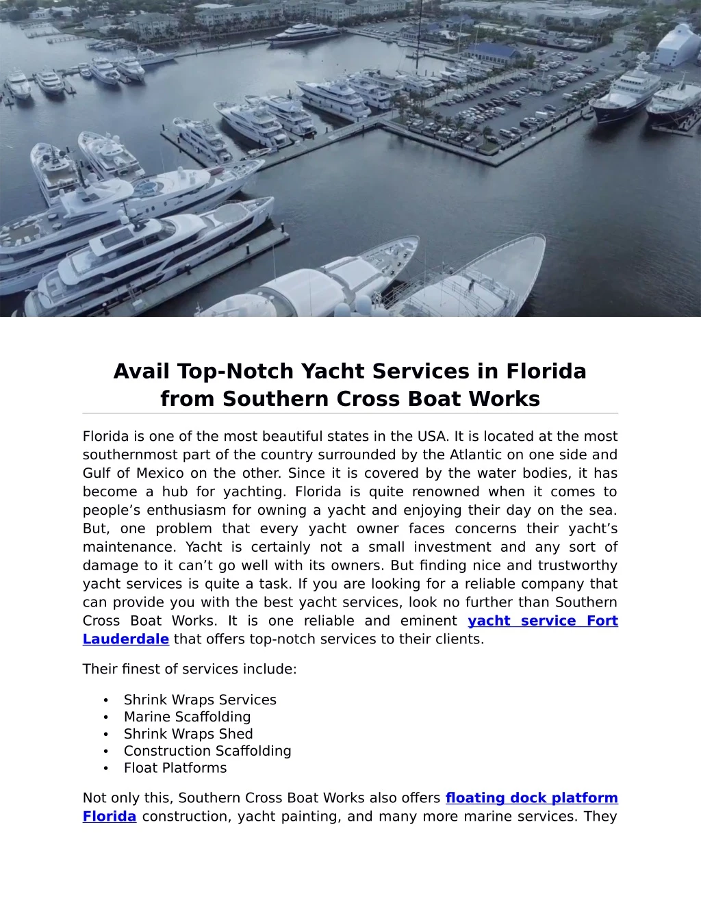 avail top notch yacht services in florida from