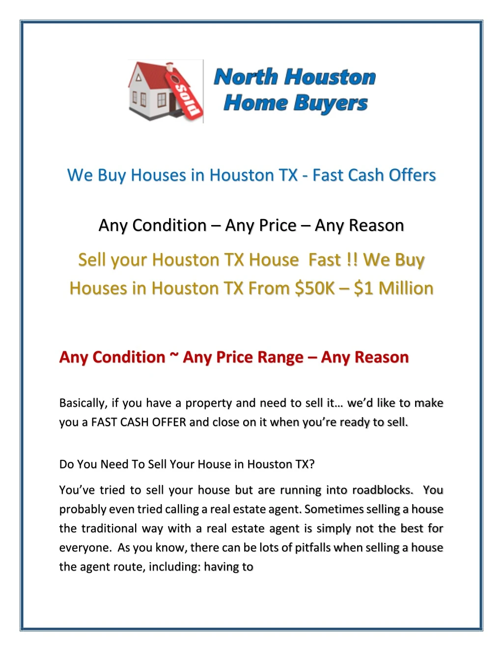 we buy houses in houston tx fast cash offers