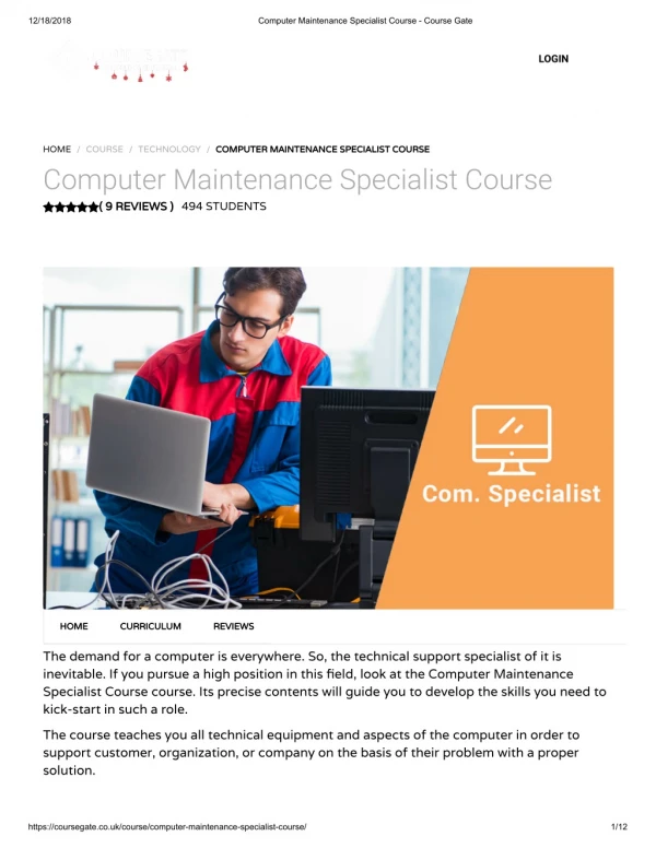 Computer Maintenance Specialist Course - Course Gate