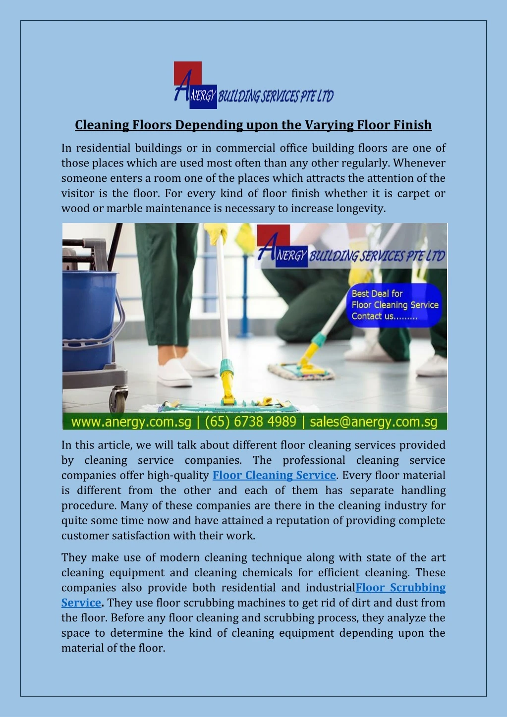 cleaning floors depending upon the varying floor