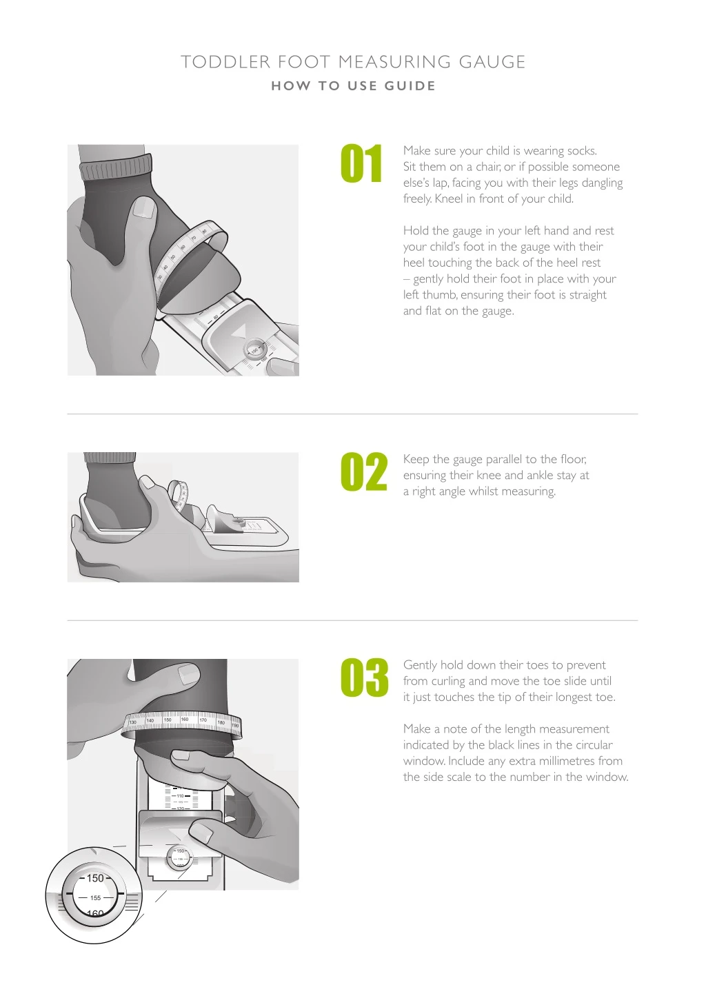 toddler foot measuring gauge how to use guide