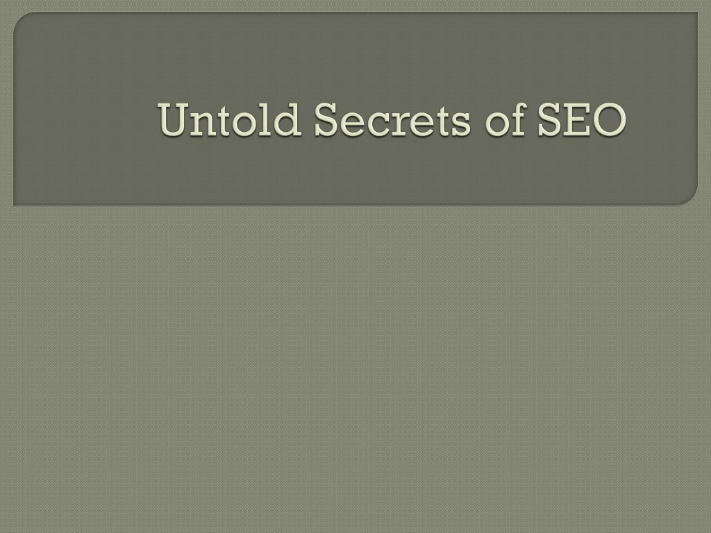 untold secrets of seo