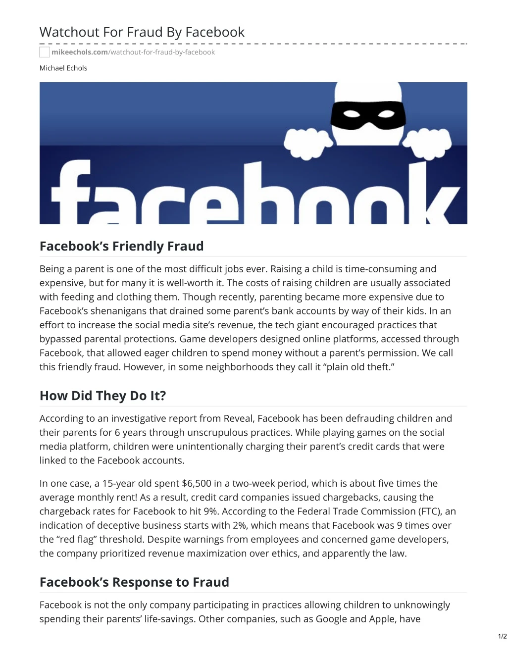 watchout for fraud by facebook