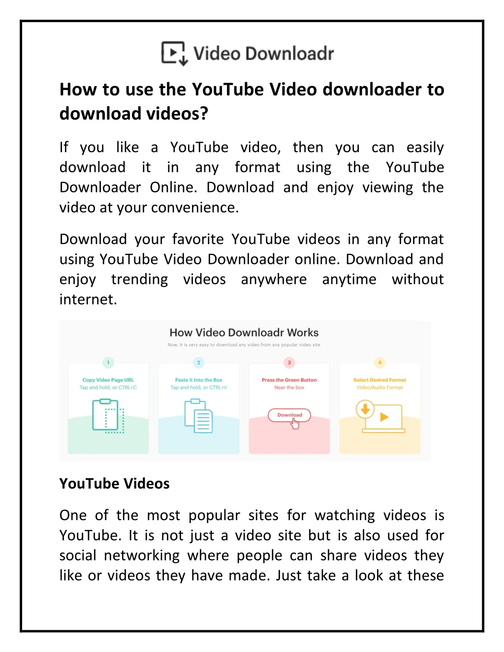 how to use the youtube video downloader