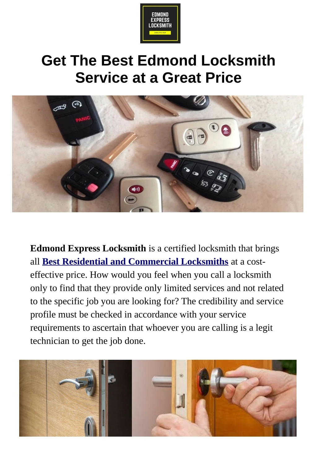 get the best edmond locksmith service at a great