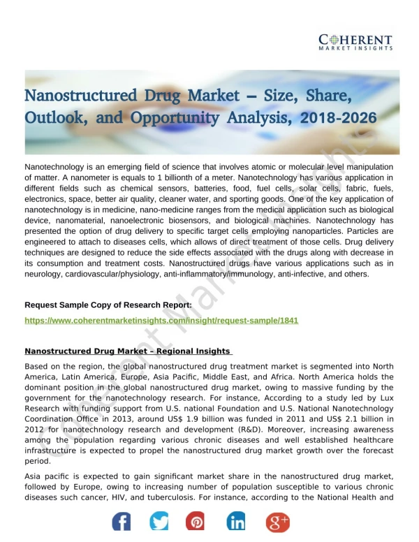 Nanostructured Drug Market by 2026 Report: Opportunities, Vendors, Shares, Industry Growth, and Forecast