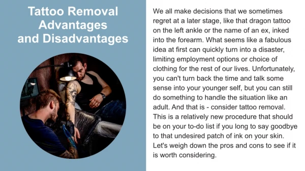 1aesthetics - Tattoo Removal Advantages and Disadvantages