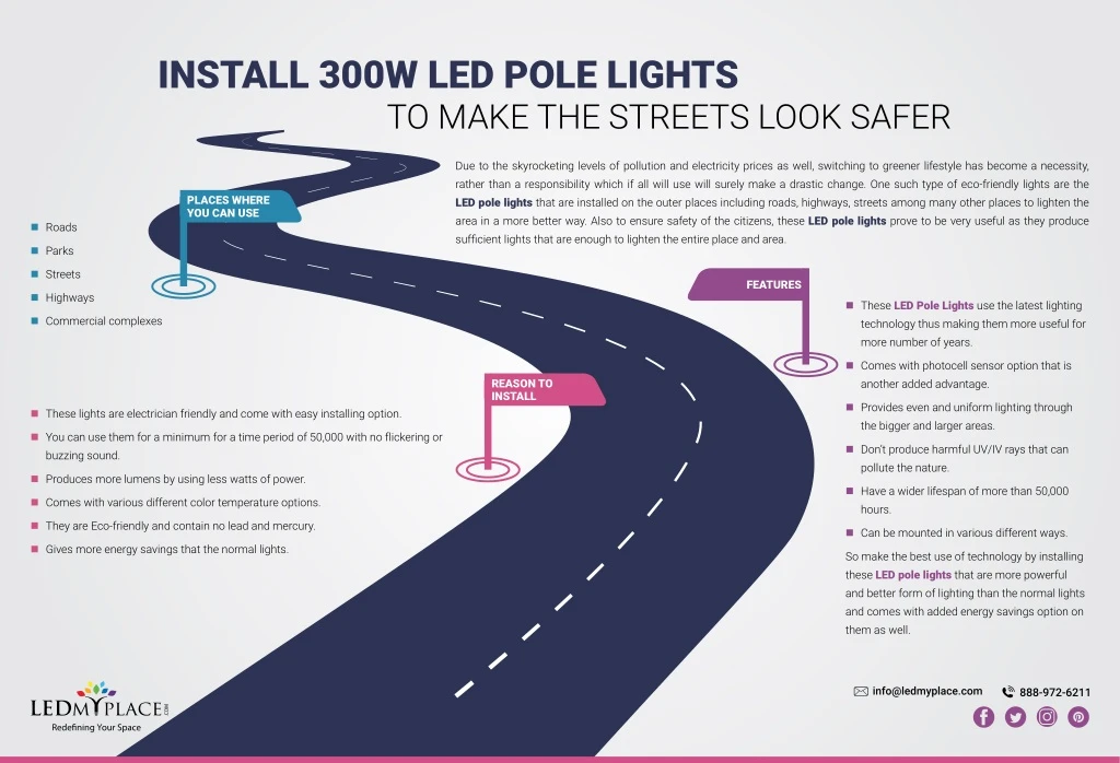 install 300w led pole lights to make the streets