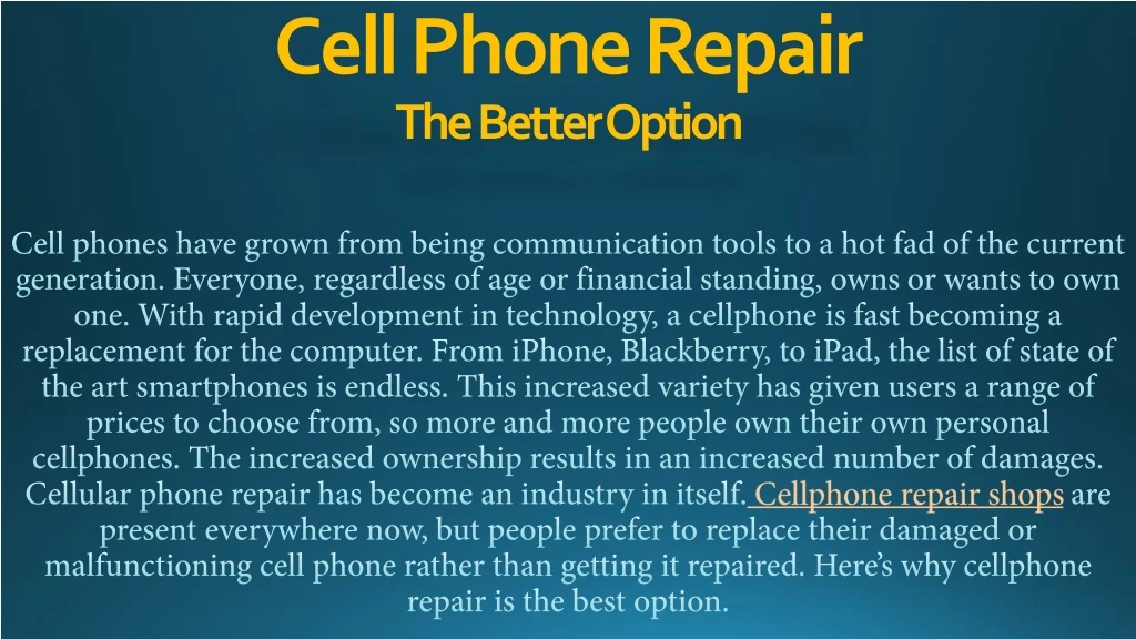 cell phone repair the better option