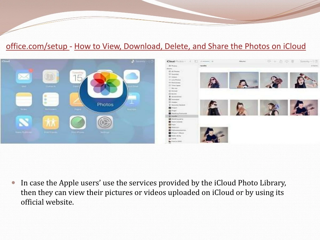 office com setup how to view download delete and share the photos on icloud
