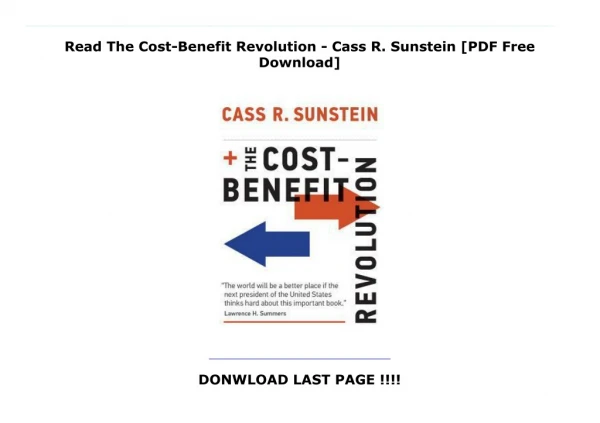 Read The Cost-Benefit Revolution - Cass R. Sunstein [PDF Free Download]